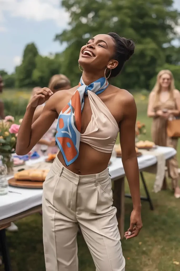 A Bold Printed Scarf Used as a Top