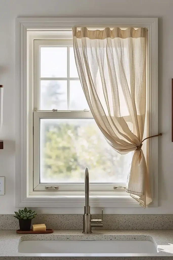 A Drop Cloth Curtain for the Window Above the Sink