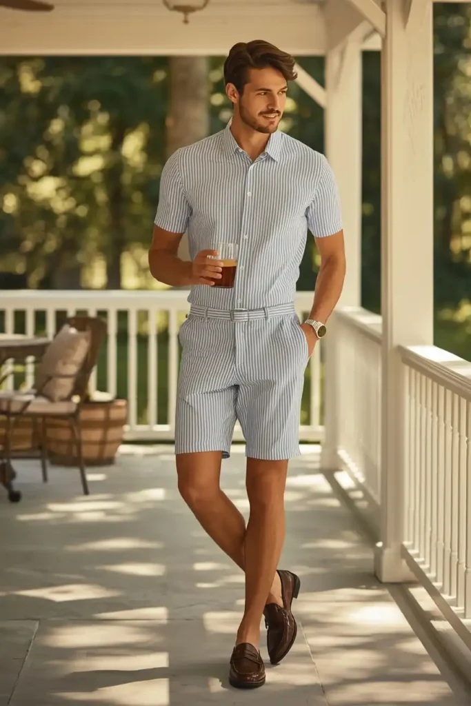 A Seersucker Short Set for Old-School Summer Charm