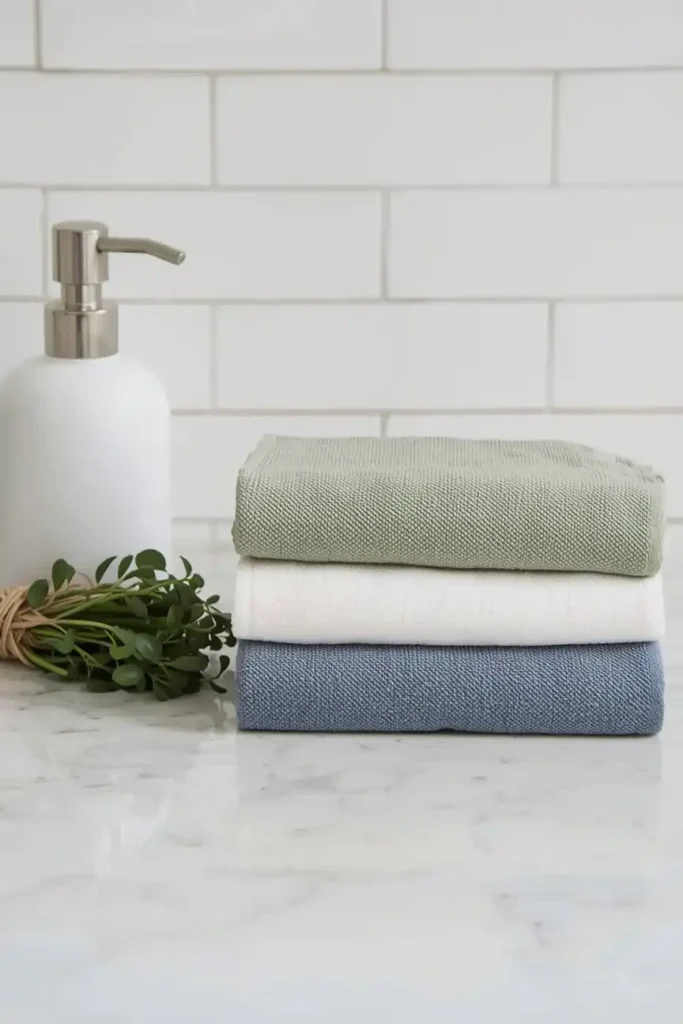 A Set of Matching Dish Towels in a Cohesive Palette