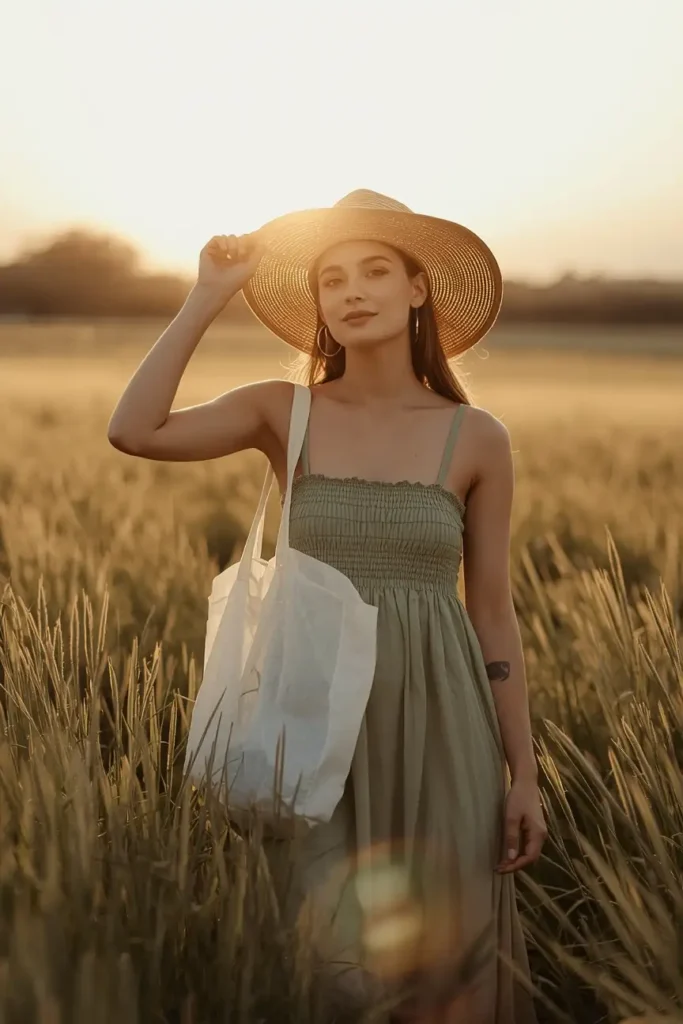 A Straw Hat and Sundress Combination