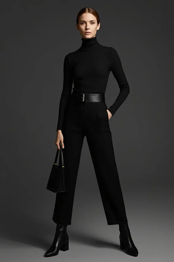 All-Black Outfit With Textured Details