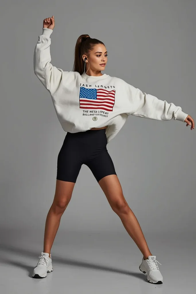 Americana Graphic Sweatshirt and Bike Shorts