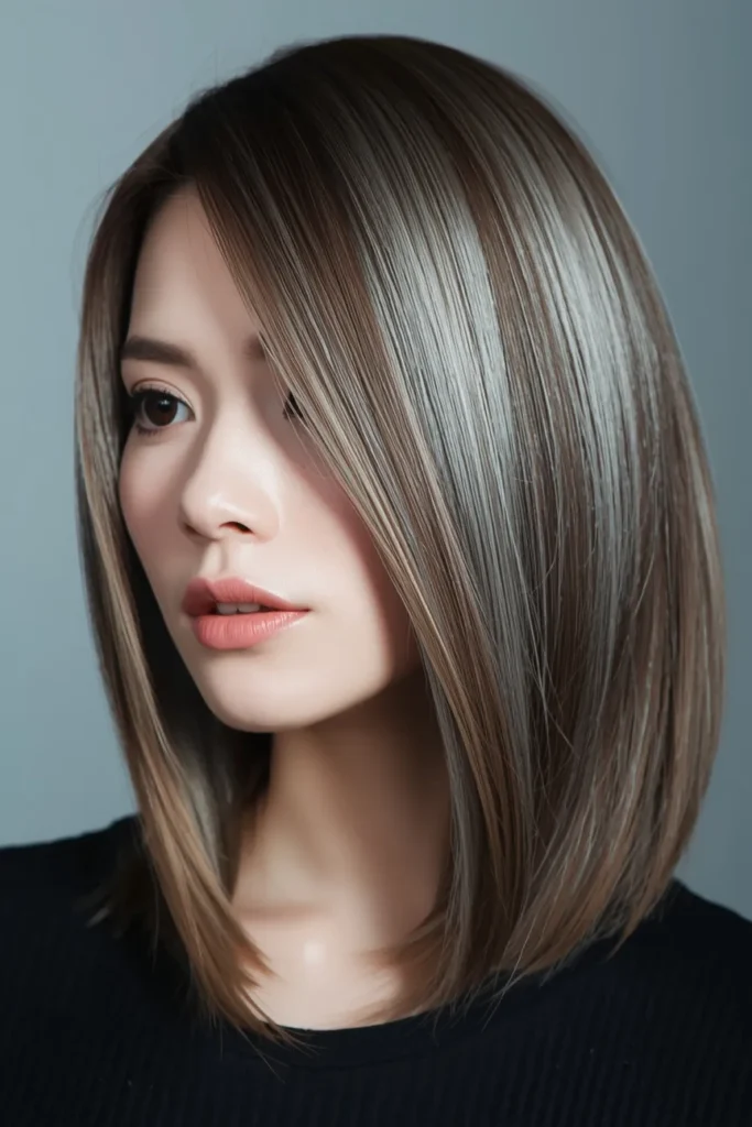 Ash Brown with Cool Highlights for a Modern Contrast
