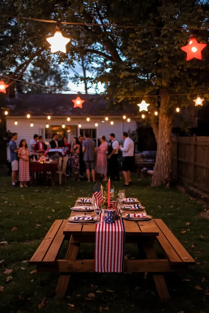 Backyard String Lights With Star Lanterns