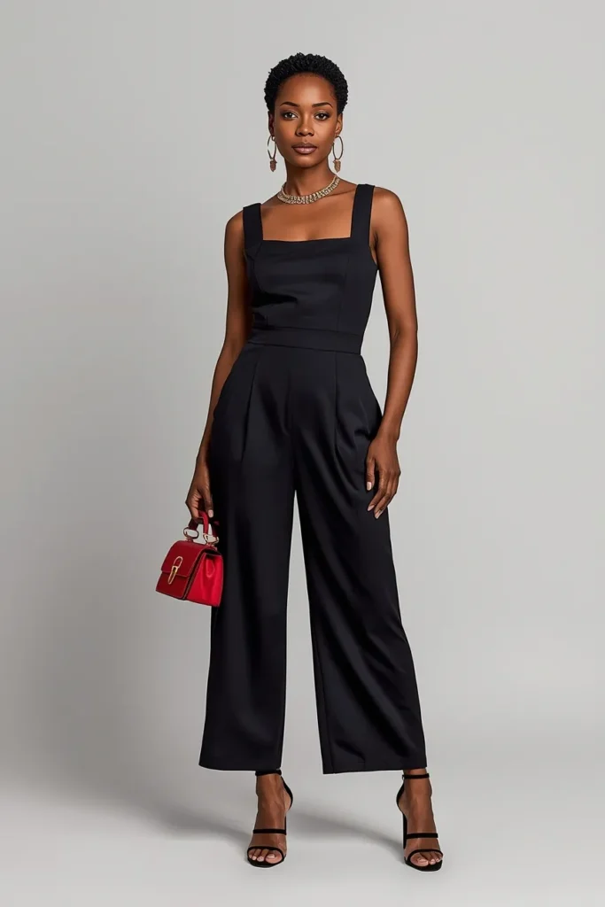 Black Jumpsuit With Statement Accessories