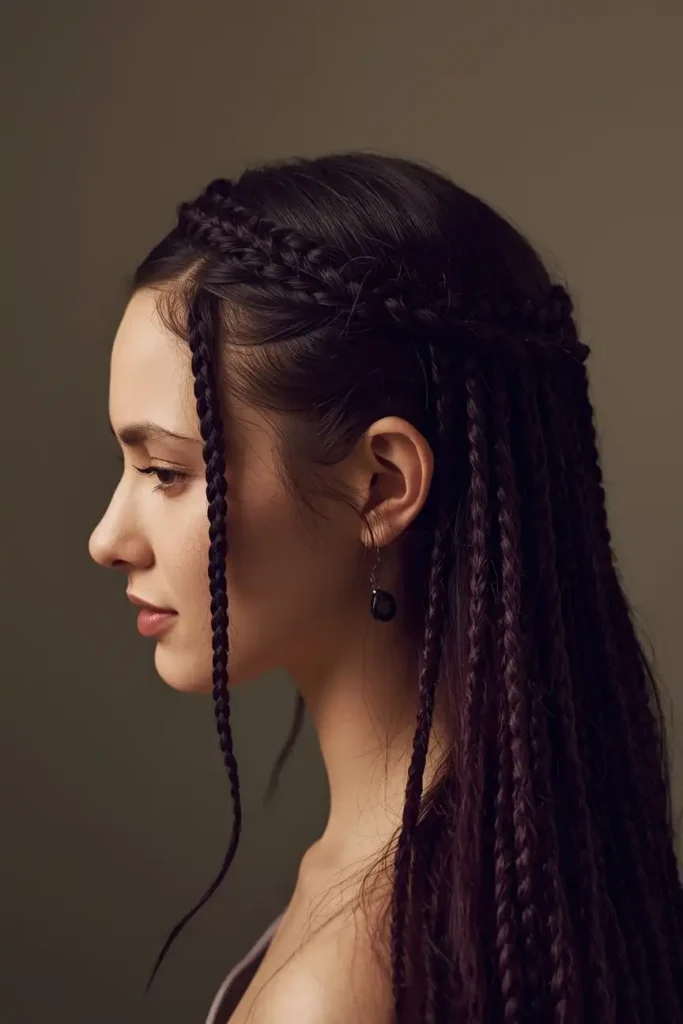 Braided Crown With Deep Jewel Tones