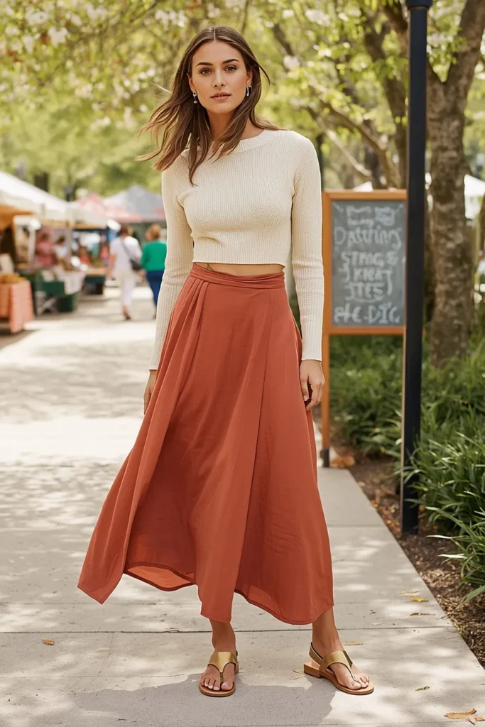 Breezy Maxi Skirts Paired With Cropped Knits