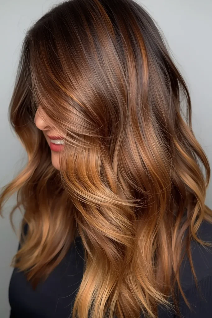Caramel Highlights Ombre for Warm Dimensional Depth