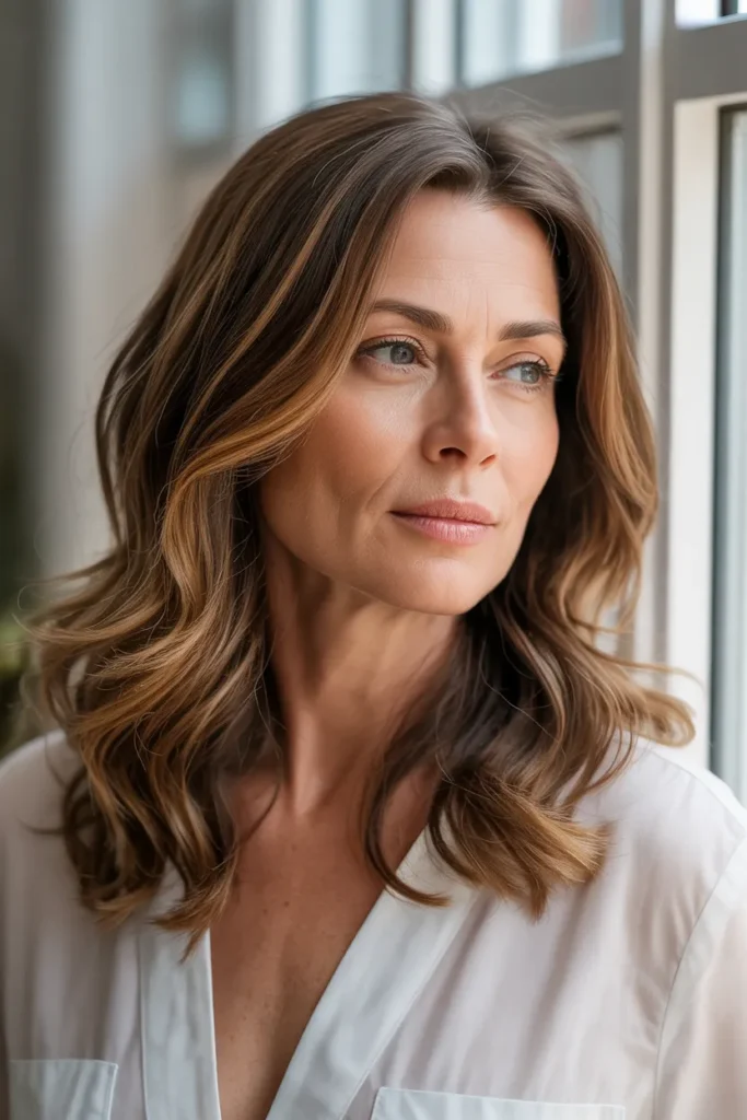 Caramel Highlights for Brown Hair on Mature Women