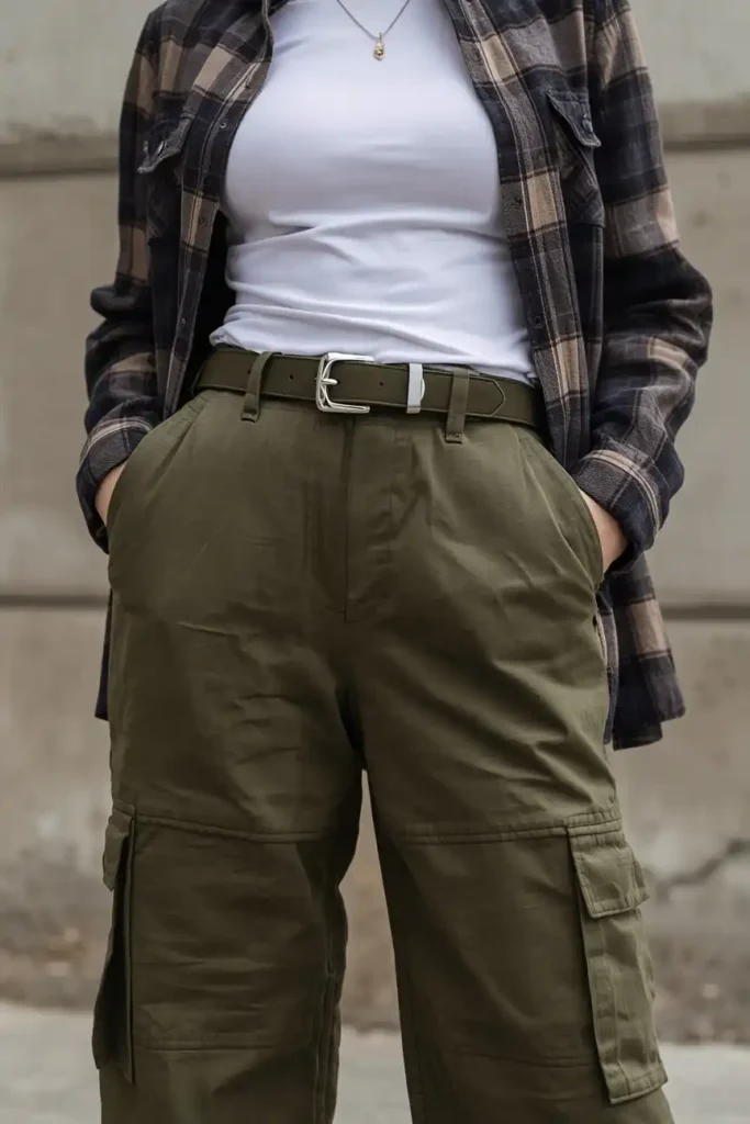 Cargo Pants With Statement Belt Details