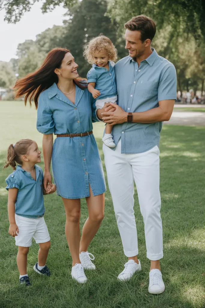 Chambray Shirts and White Bottoms for a Casual Weekend Look