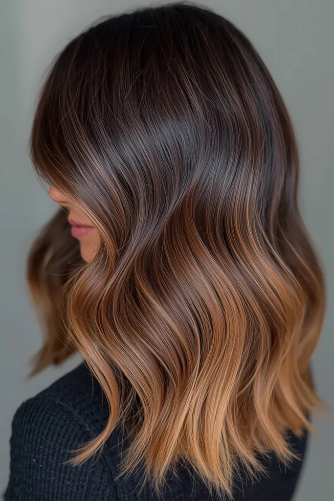 Chocolate Brown to Caramel Ombre for Effortless Warmth