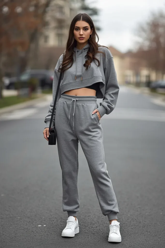 Cropped Hoodie with High Waist Sweatpants