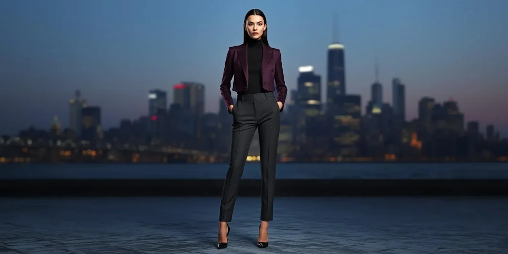 Cropped Jacket with High-Rise Pants