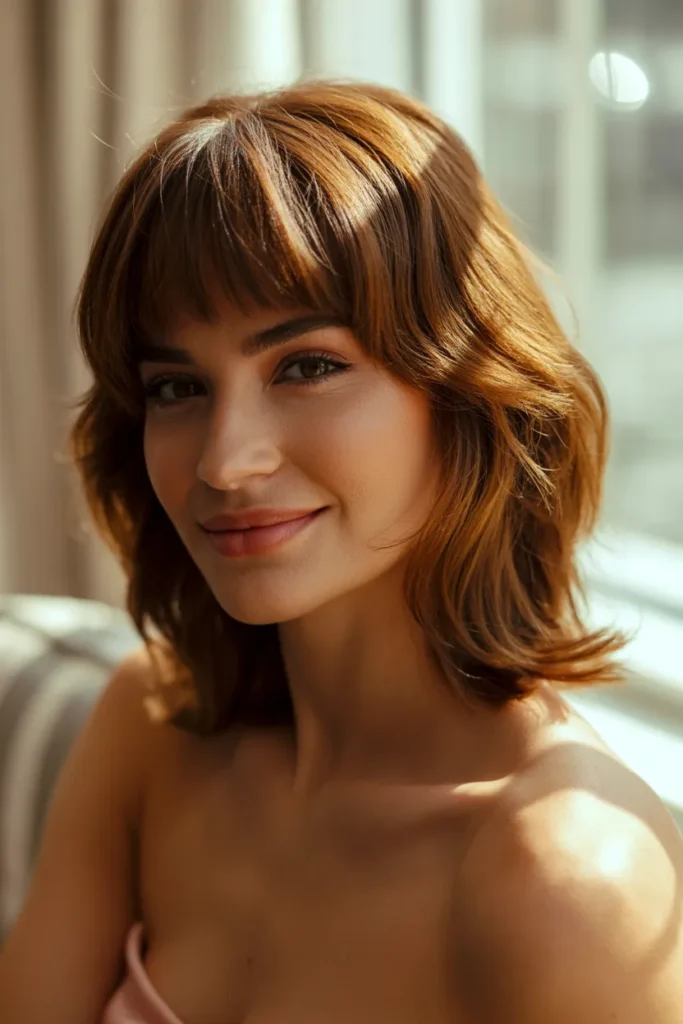 Curtain Bangs With a Mid-Length Cut for an Effortless Everyday Look
