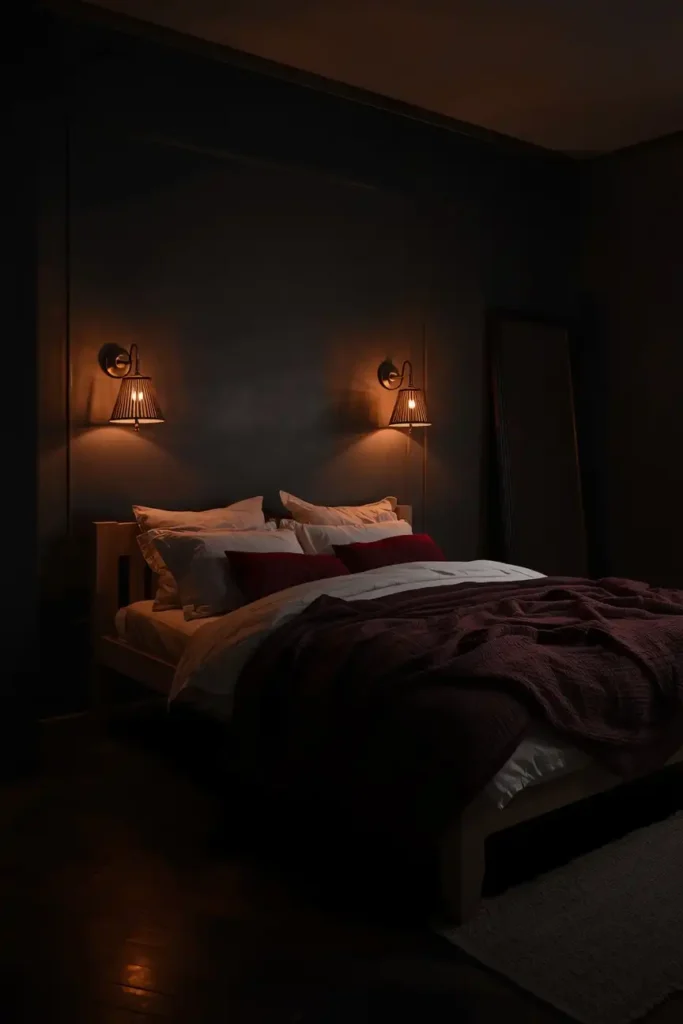 Dark Walls and Warm Lighting for a Moody and Intimate Feel