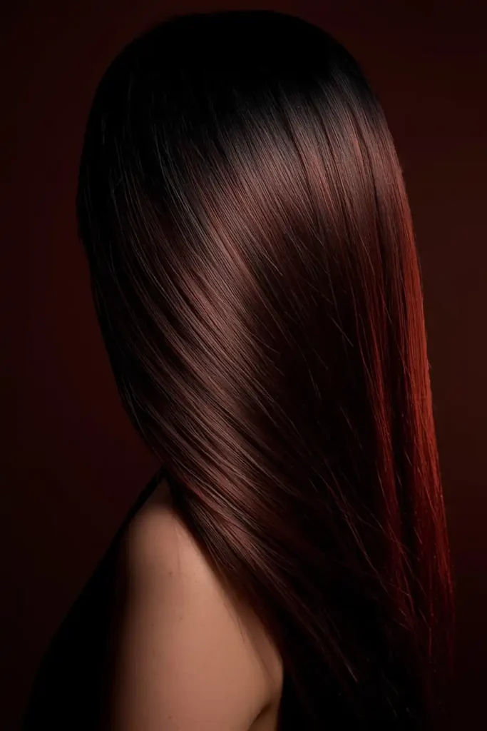 Deep Side Sweep on Long Gothic-Toned Hair