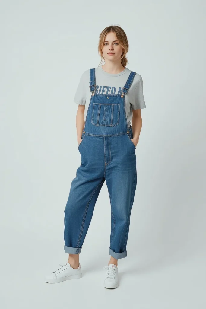 Denim Overalls with Simple Tee