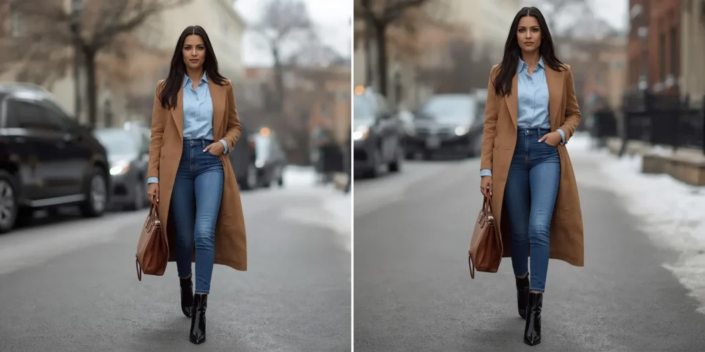 Denim-on-Denim with Layered Coat