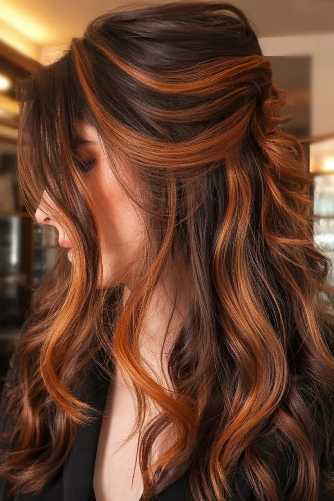 Dimensional Caramel and Copper Tones for Brown Hair