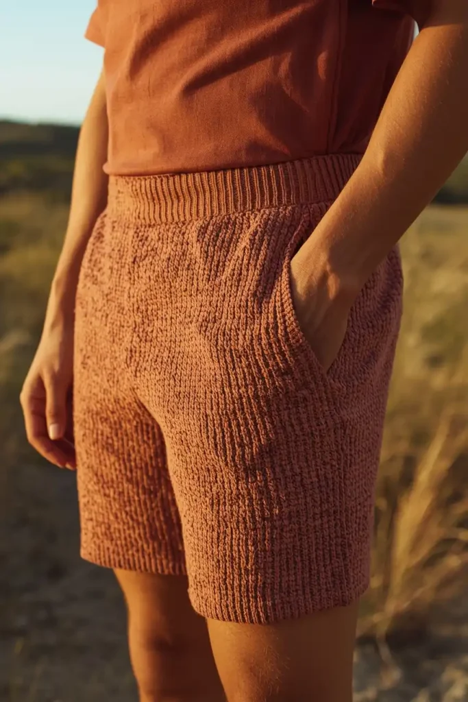 Earthy Knit Shorts for a Textured Summer Look