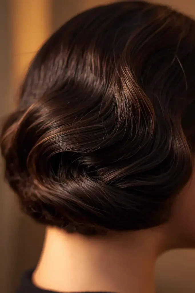 Elegant Finger Waves on Short Dark Hair