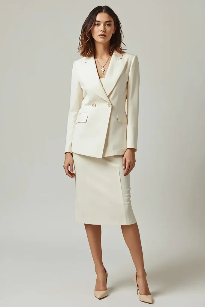Elegant Wrap Blazer with a Midi Skirt
