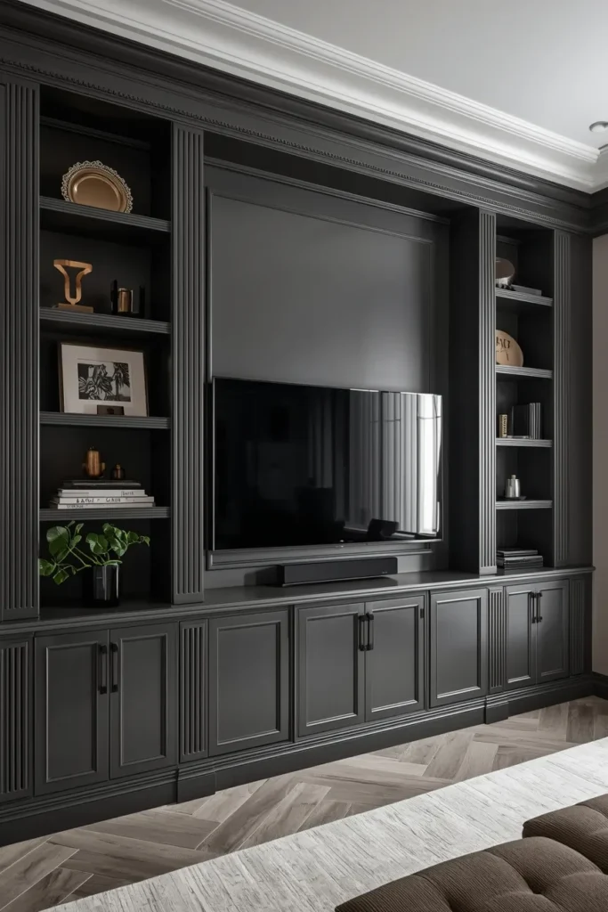 Floor-to-Ceiling TV Wall Unit With Built-In Storage