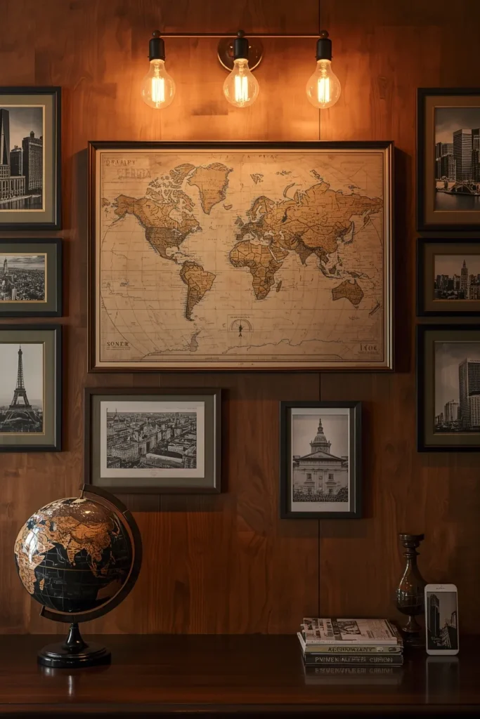 Framed Vintage Maps and Travel Art