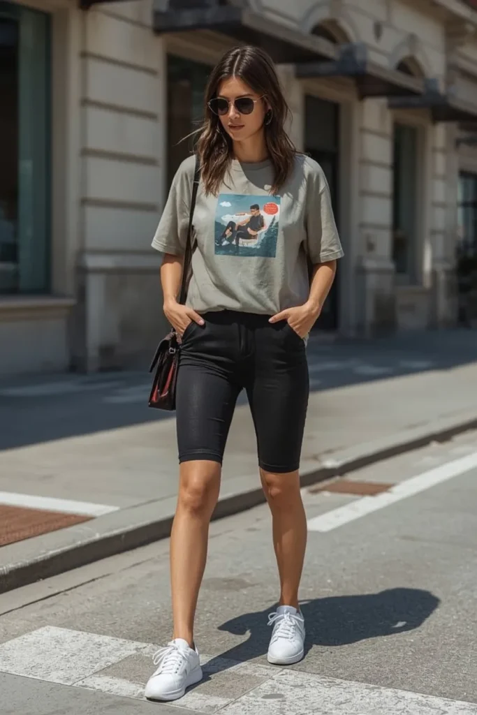 Graphic Tee with Biker Shorts