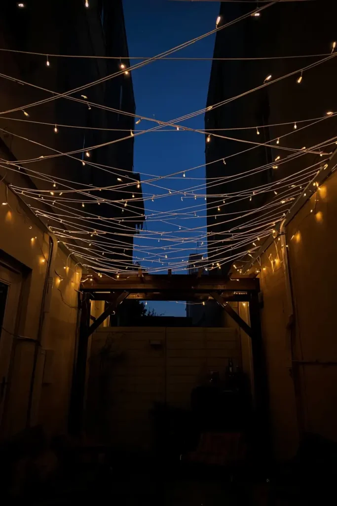 Hang String Lights to Draw the Eye Upward