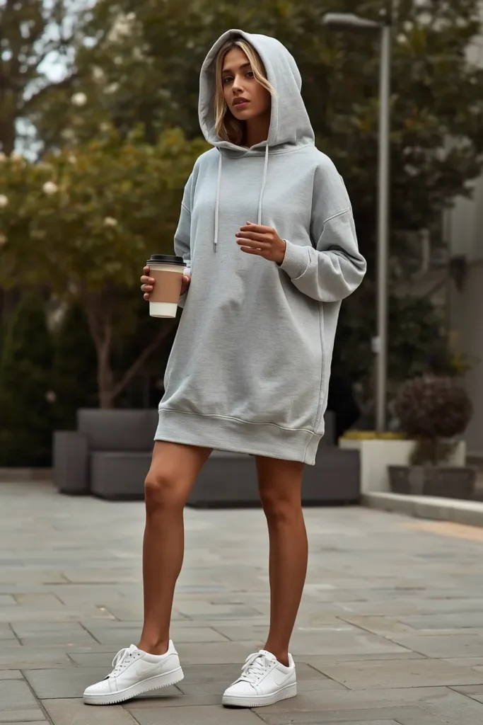 Hoodie Dress with Sneakers