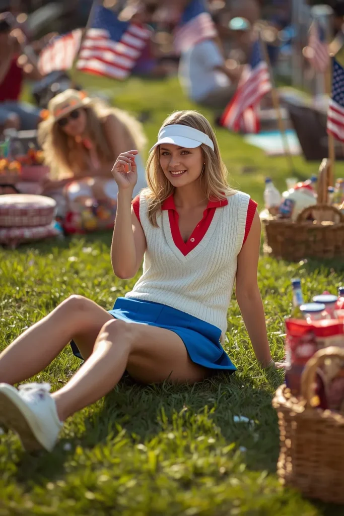 Knit Polo Sweater Vest and Skirt