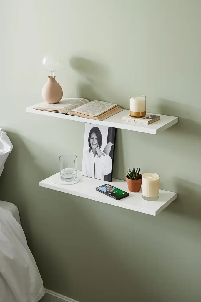 LACK Floating Shelves as a Space-Saving Nightstand