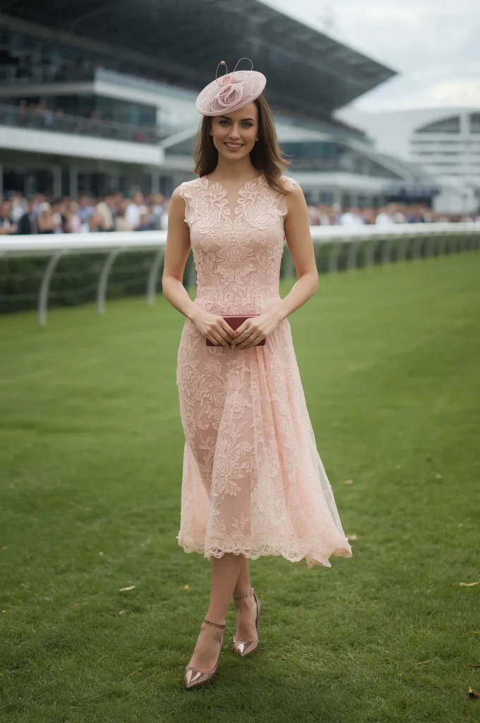 Lace Midi Dress for a Romantic Race Day Look