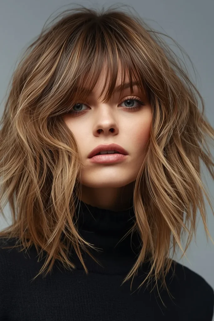 Layered Shag Cut with Curtain Bangs