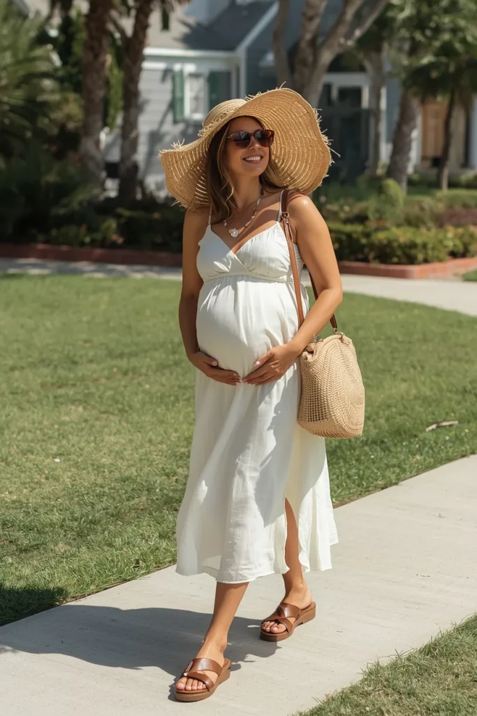 Light Summer Dress with Straw Hat