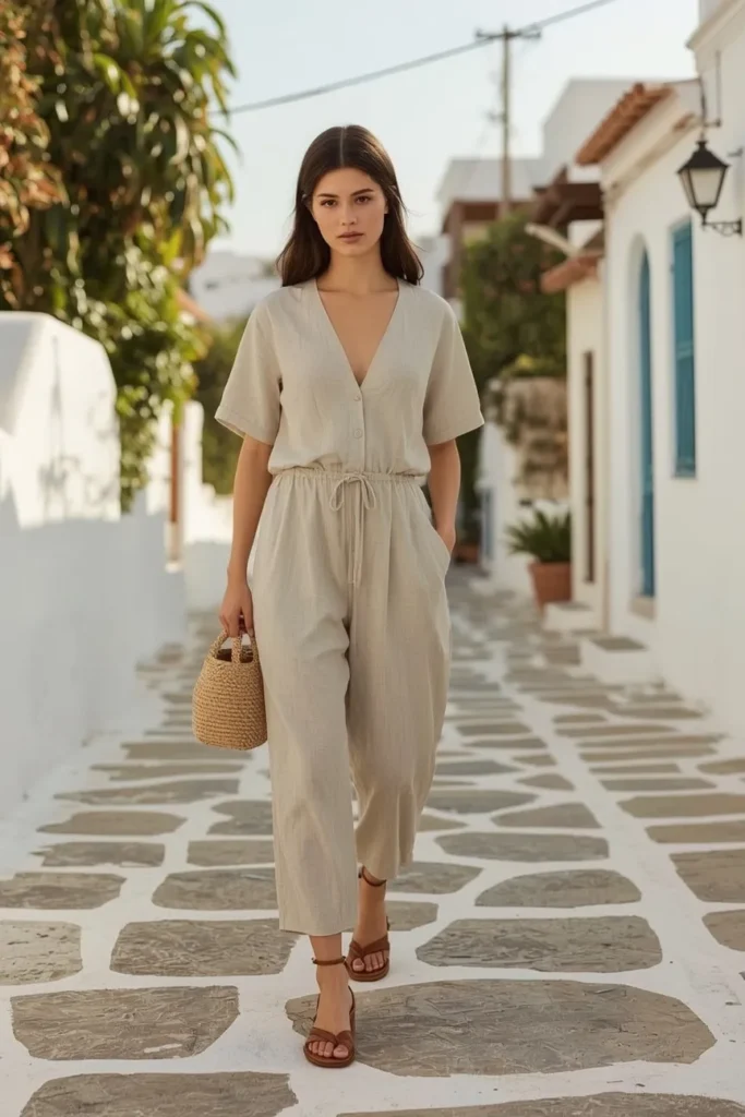 Lightweight Jumpsuit with Sandals