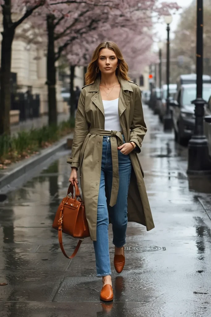 Lightweight Trench Coats Layered Over Simple Outfits