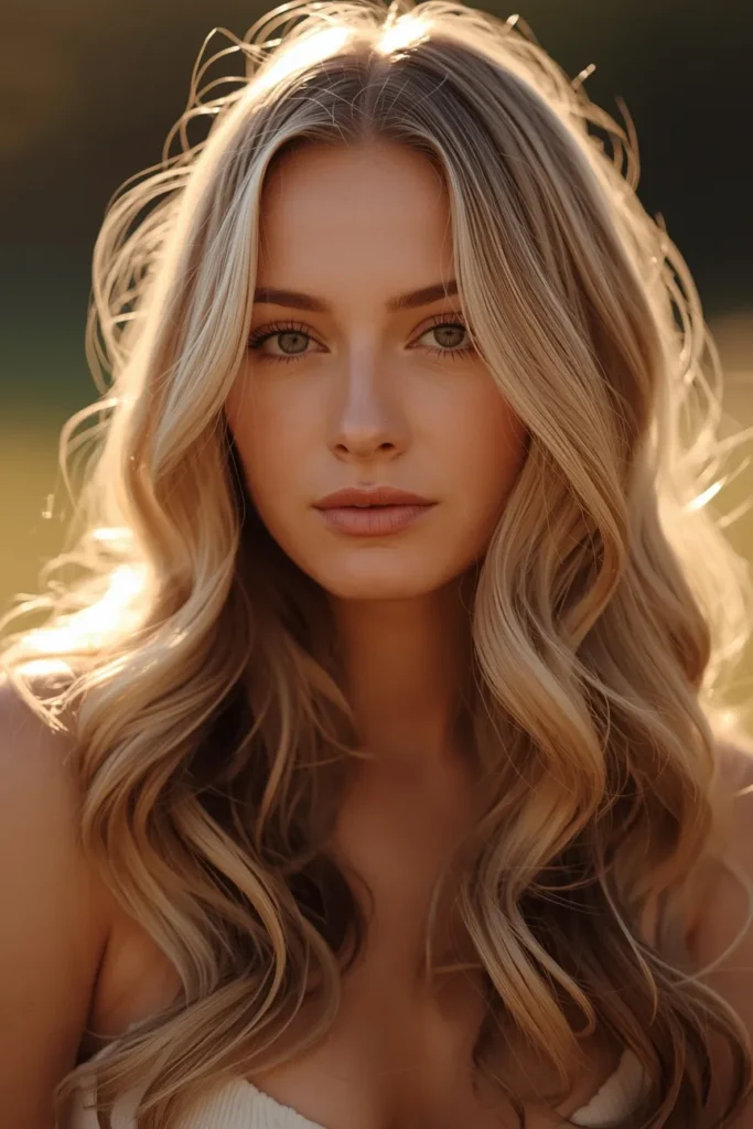 Long Hair with Curtain Part and Soft Waves