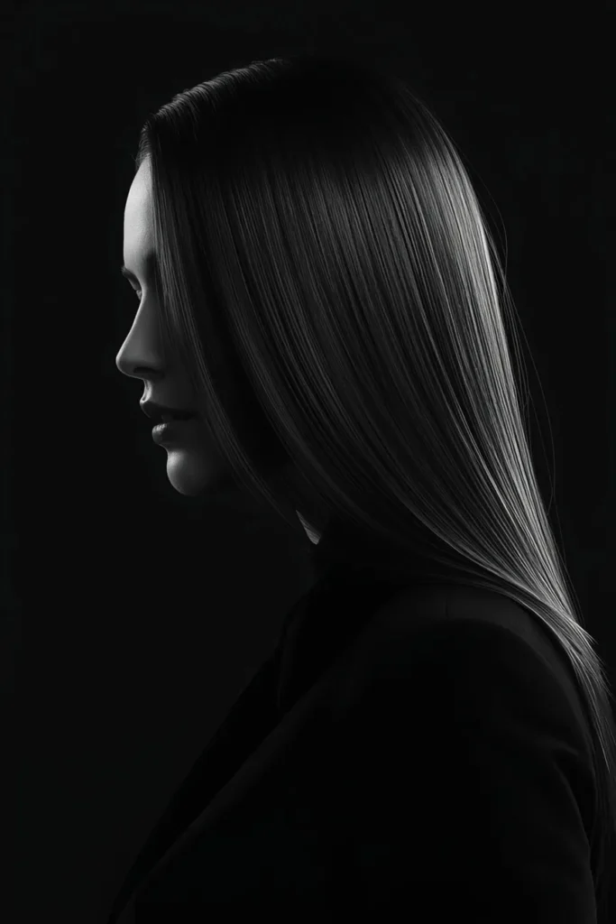 Long Straight Hair with a Deep Side Part