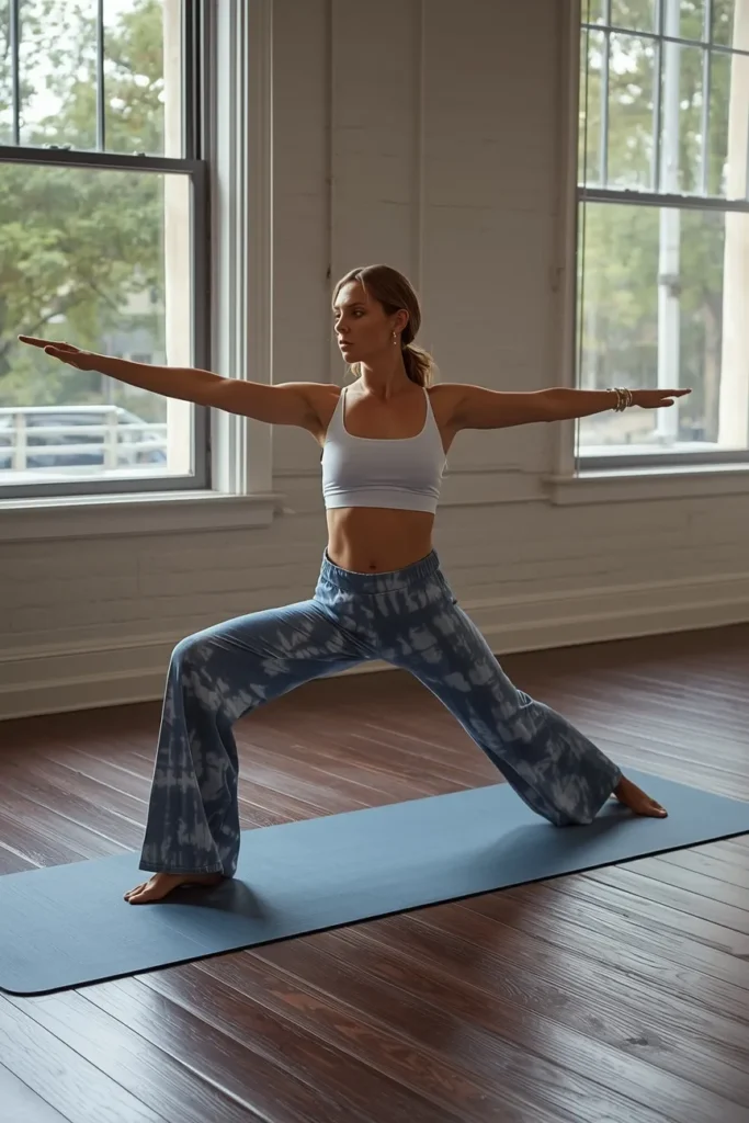 Low-Rise Flare Pants in Tie-Dye Indigo