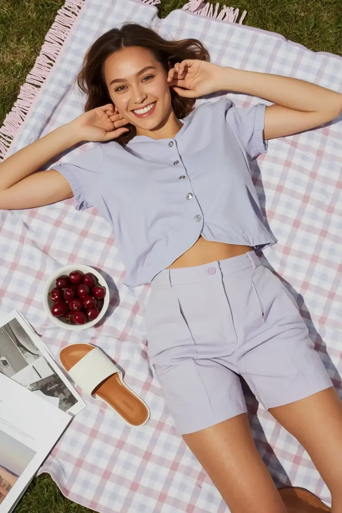 Matching Shorts Set in a Pastel Tone