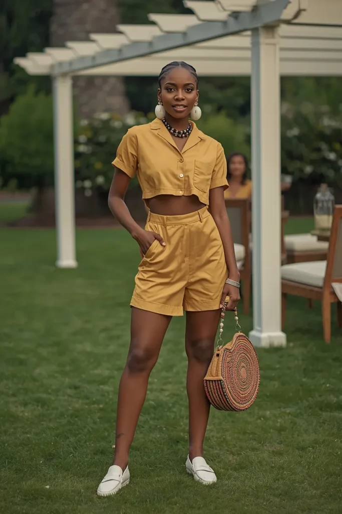 Matching Shorts Set with a Statement Accessories Game