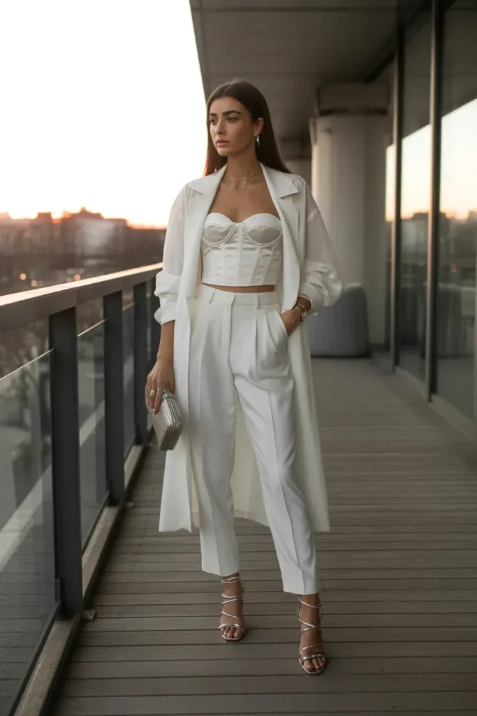 Monochrome All-White Evening Ensemble