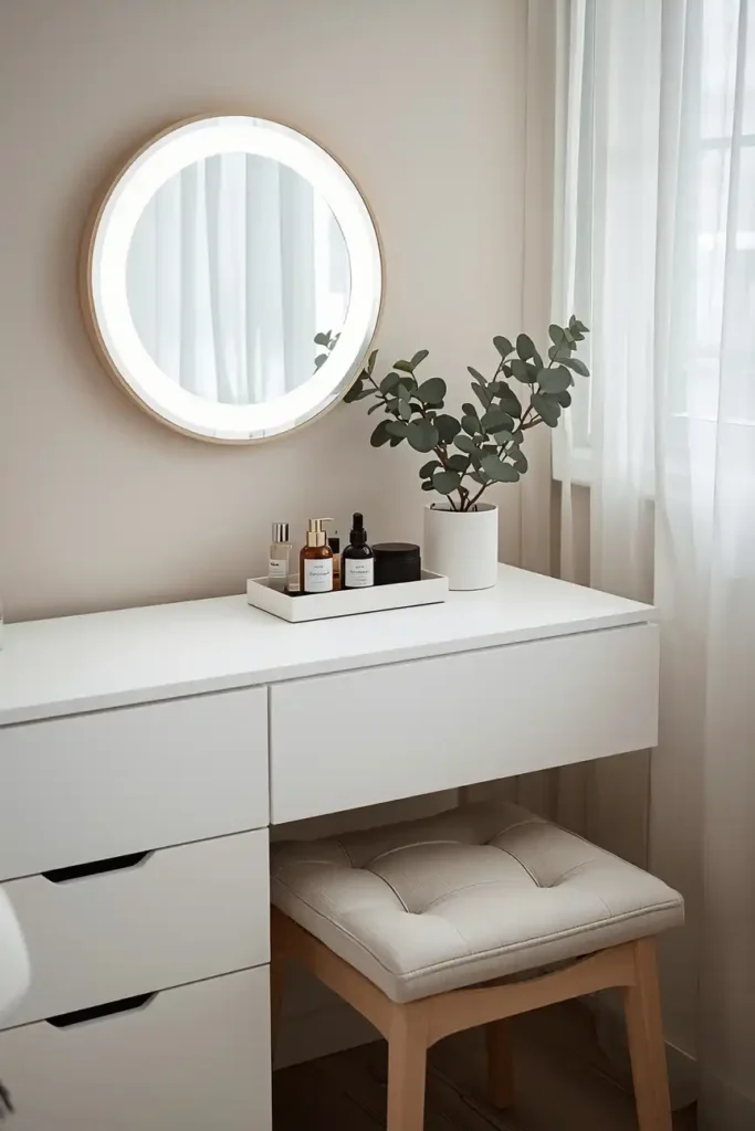NORDLI Dresser Styled as a Minimalist Vanity