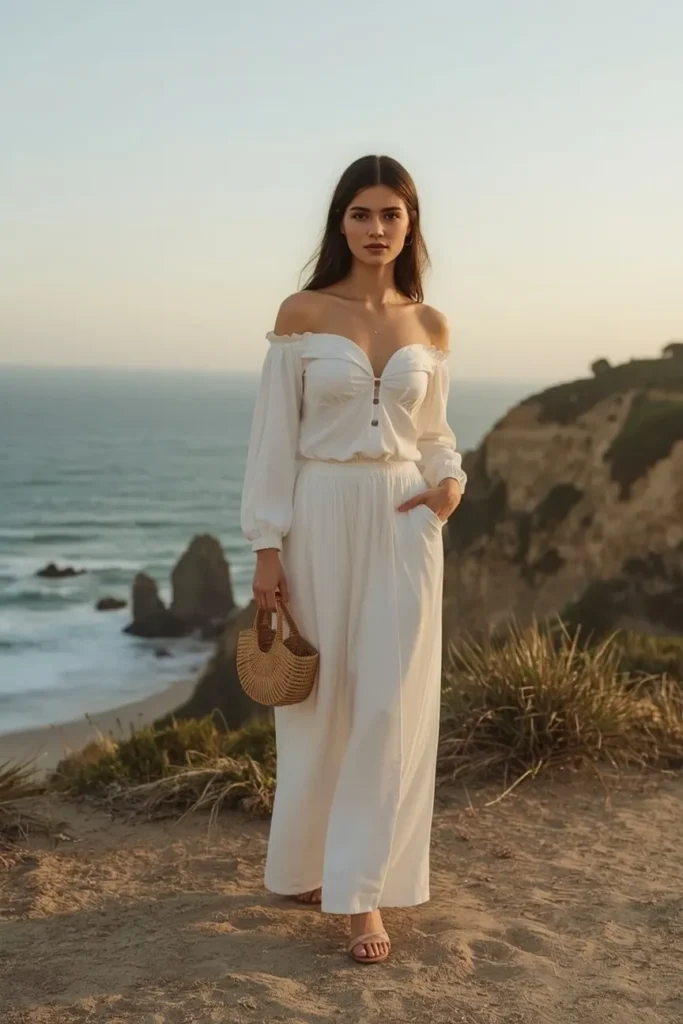 Off Shoulder Top with Flowing Skirt