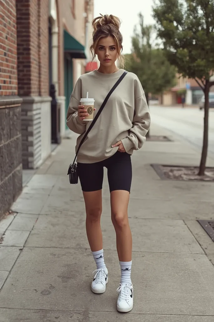 Oversized Sweatshirt with Biker Shorts