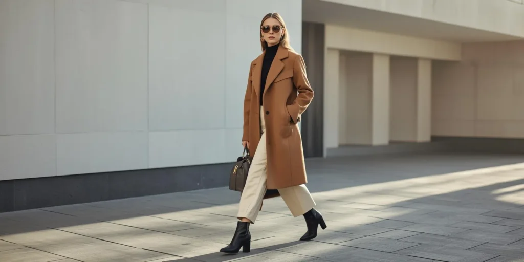 Oversized Wool Coat with Wide-Leg Trousers